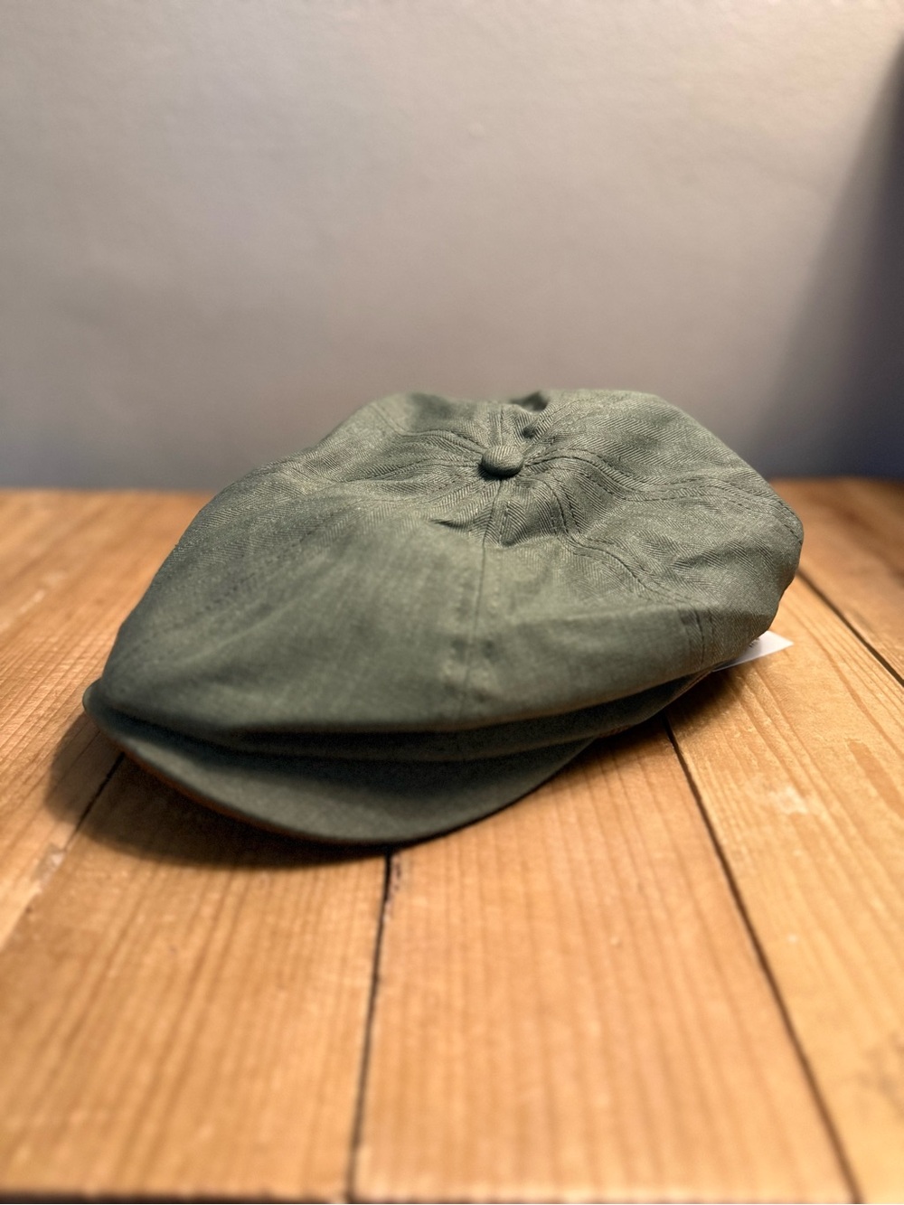Men's Olive Green Herringbone Newsboy Cap